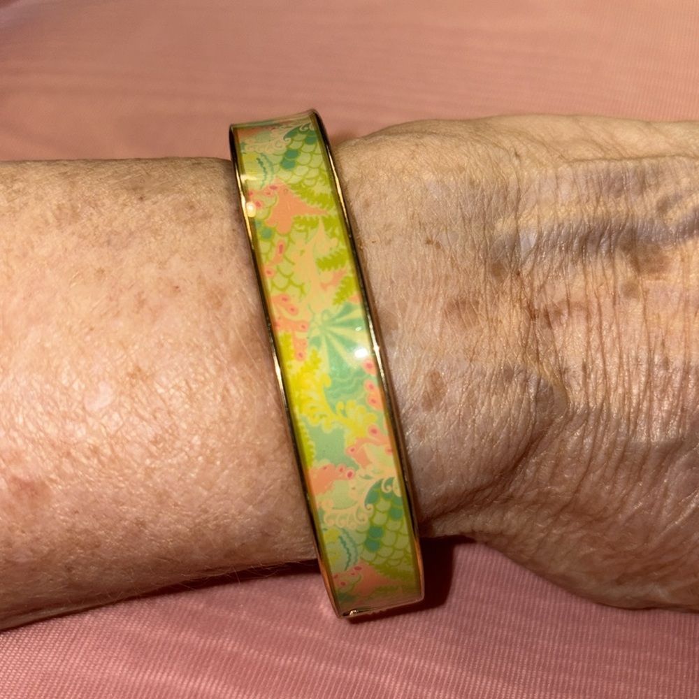 Lilly Pulitzer Gold Bracelet with Green, pink floral $25 - Picture 5 of 6